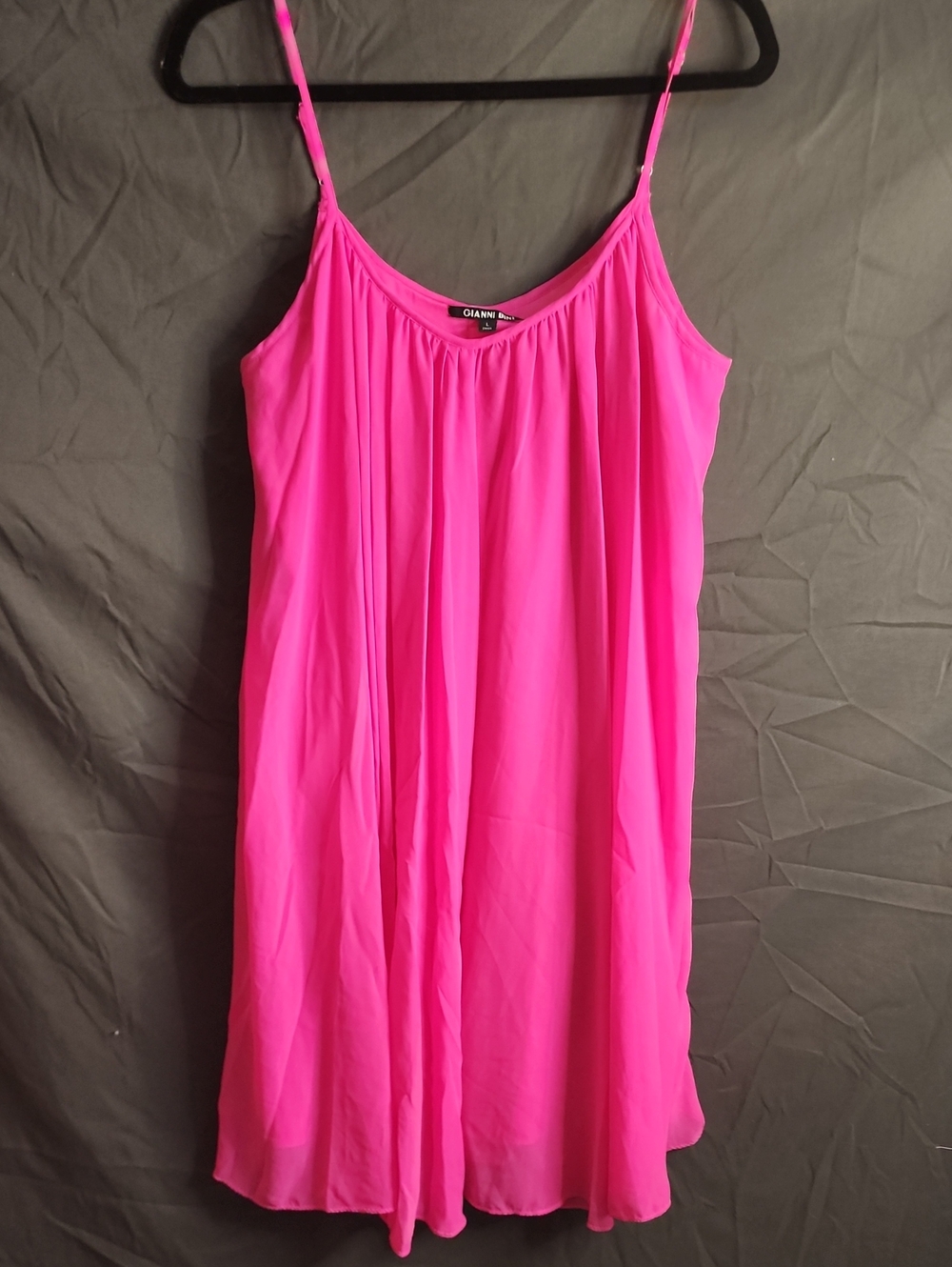 Gianni Bini Hot Pink Flowing Slip Chemise with Adjustable Straps LARGE